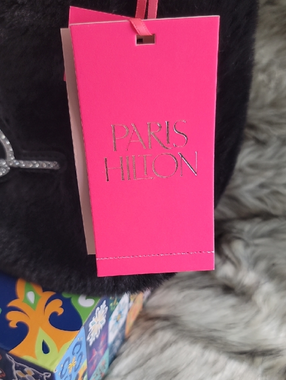 Paris Hilton Black Faux Fur Shoulder Bag - Picture 3 of 11